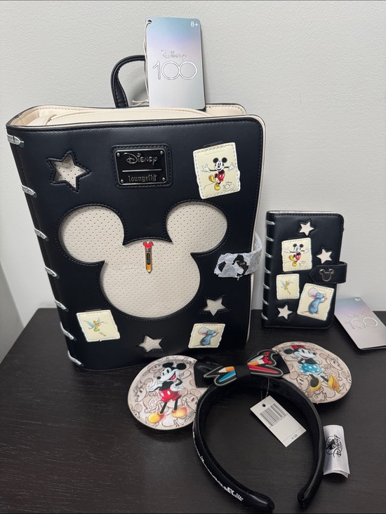 Loungefly Handbags - Loungefly Disney 100 Mickey Mouse Sketchbook Set- backpack, wallet and ears